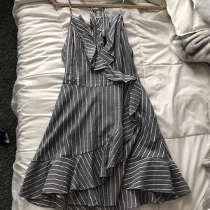 Cute grey and white ruffle dress